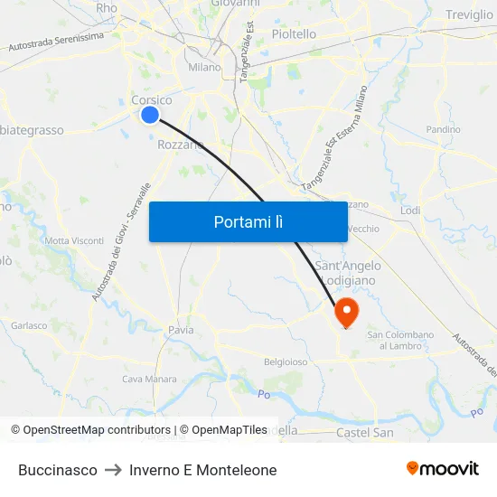 Buccinasco to Inverno E Monteleone map