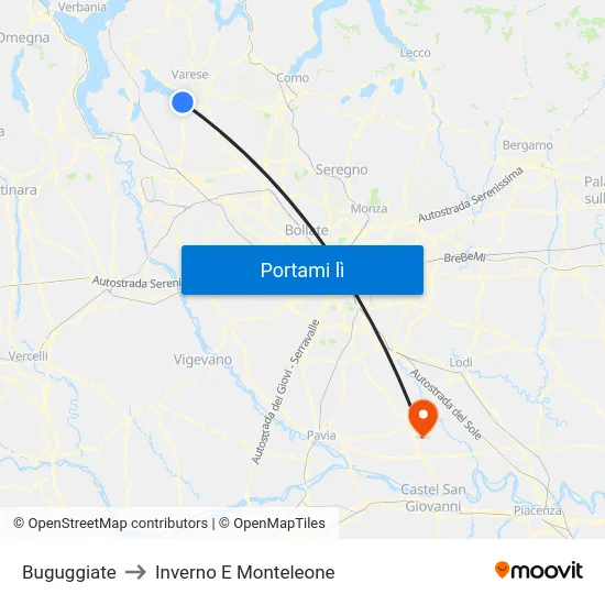 Buguggiate to Inverno E Monteleone map