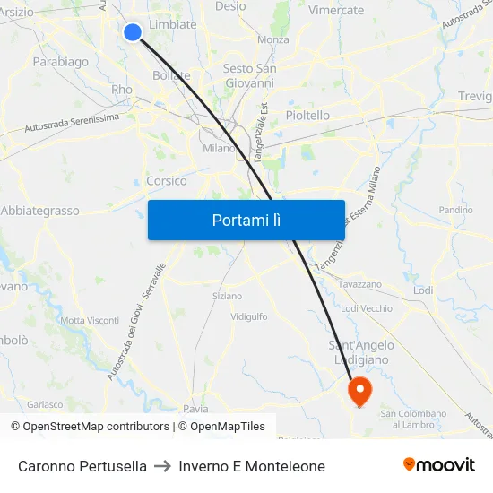 Caronno Pertusella to Inverno E Monteleone map