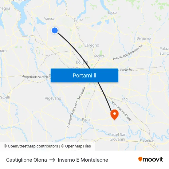 Castiglione Olona to Inverno E Monteleone map