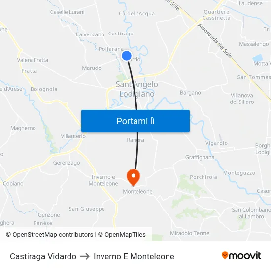 Castiraga Vidardo to Inverno E Monteleone map