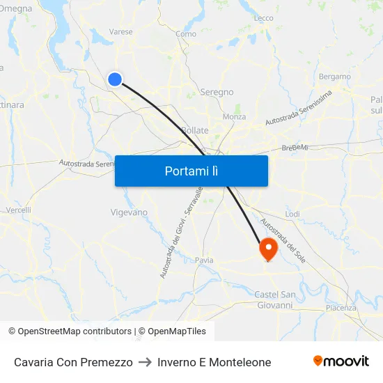 Cavaria Con Premezzo to Inverno E Monteleone map