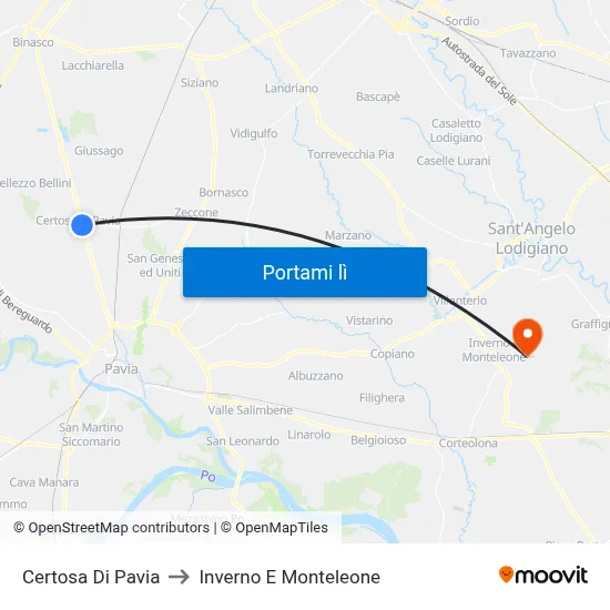Certosa Di Pavia to Inverno E Monteleone map
