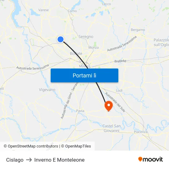 Cislago to Inverno E Monteleone map