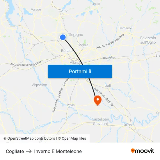 Cogliate to Inverno E Monteleone map