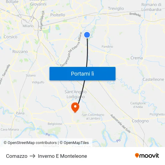 Comazzo to Inverno E Monteleone map