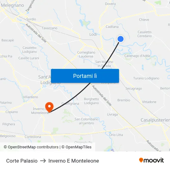Corte Palasio to Inverno E Monteleone map