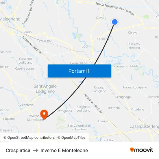 Crespiatica to Inverno E Monteleone map