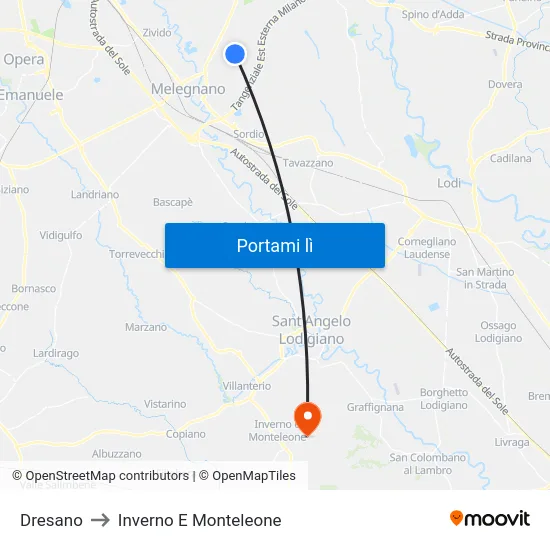 Dresano to Inverno E Monteleone map