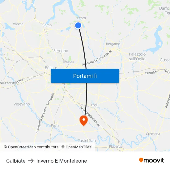 Galbiate to Inverno E Monteleone map