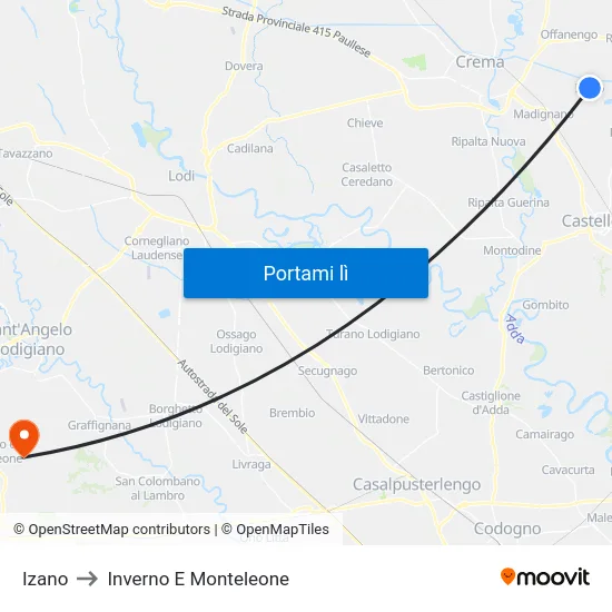 Izano to Inverno E Monteleone map