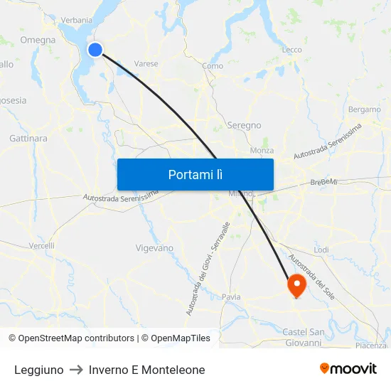 Leggiuno to Inverno E Monteleone map