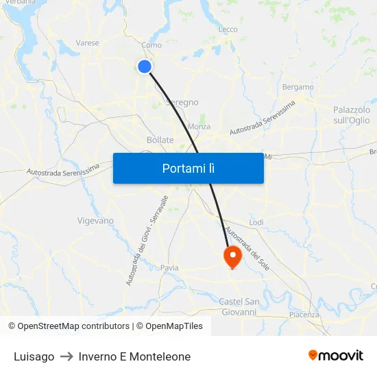 Luisago to Inverno E Monteleone map