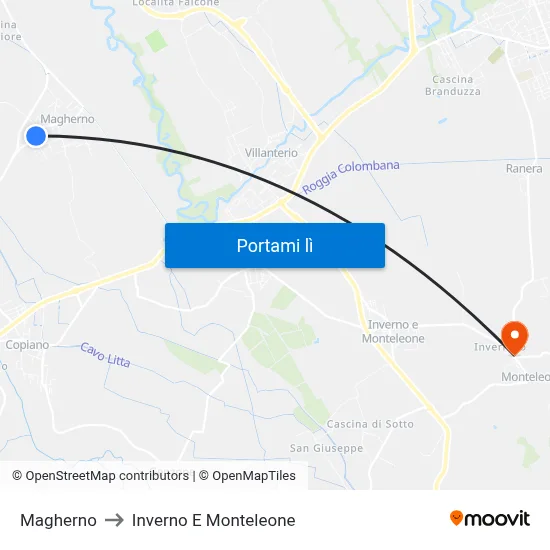 Magherno to Inverno E Monteleone map