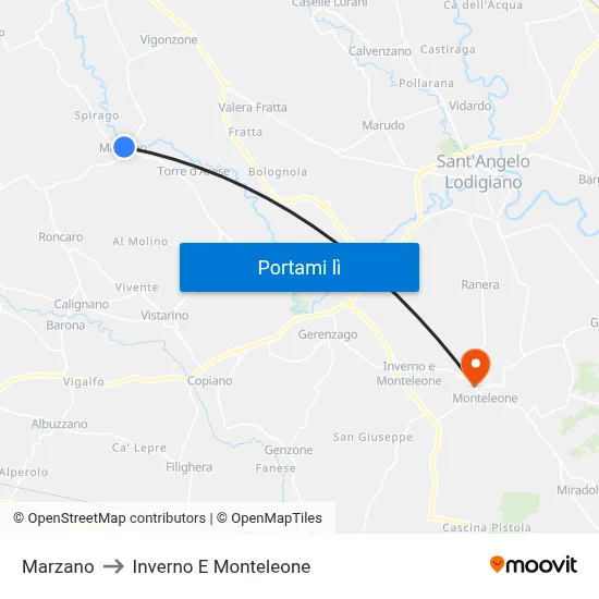 Marzano to Inverno E Monteleone map