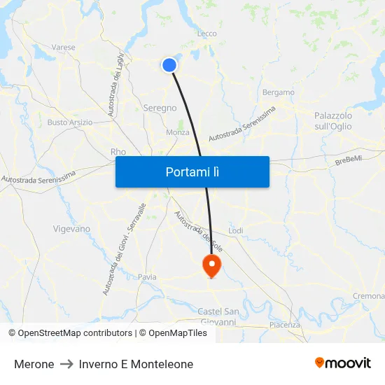 Merone to Inverno E Monteleone map
