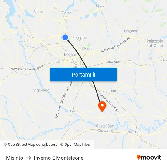 Misinto to Inverno E Monteleone map