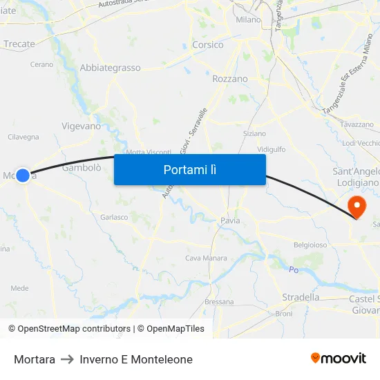 Mortara to Inverno E Monteleone map
