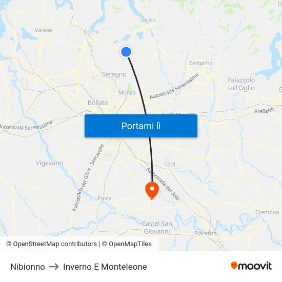 Nibionno to Inverno E Monteleone map
