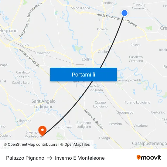 Palazzo Pignano to Inverno E Monteleone map