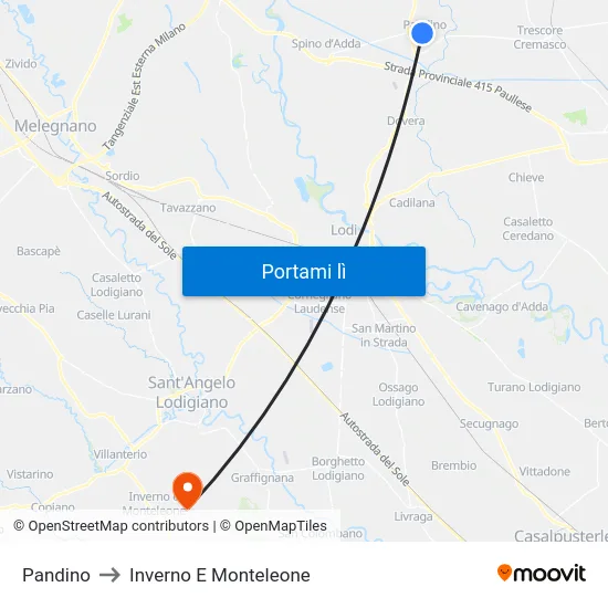 Pandino to Inverno E Monteleone map