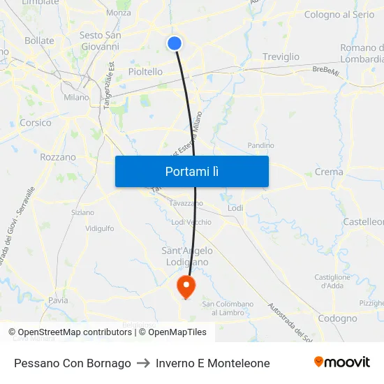 Pessano Con Bornago to Inverno E Monteleone map