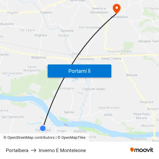Portalbera to Inverno E Monteleone map