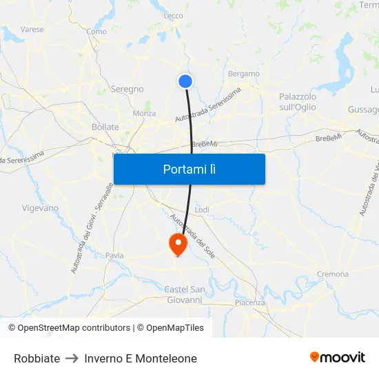 Robbiate to Inverno E Monteleone map