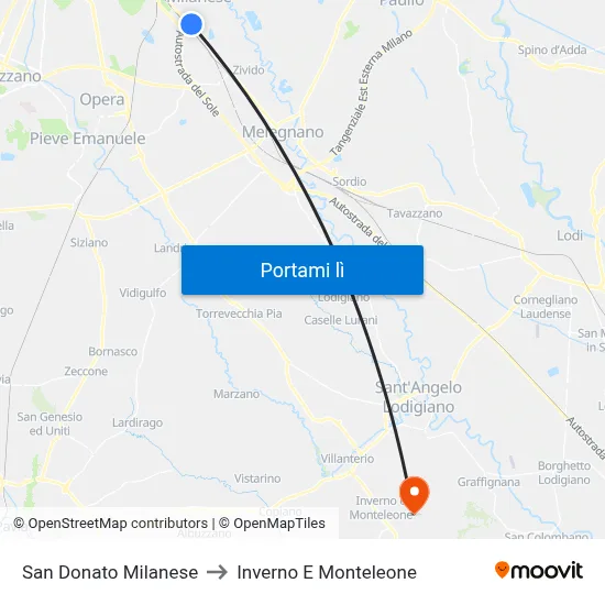 San Donato Milanese to Inverno E Monteleone map