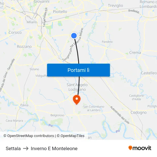 Settala to Inverno E Monteleone map