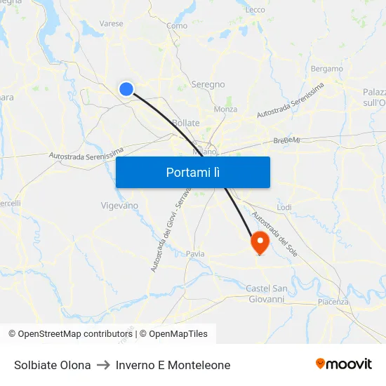 Solbiate Olona to Inverno E Monteleone map