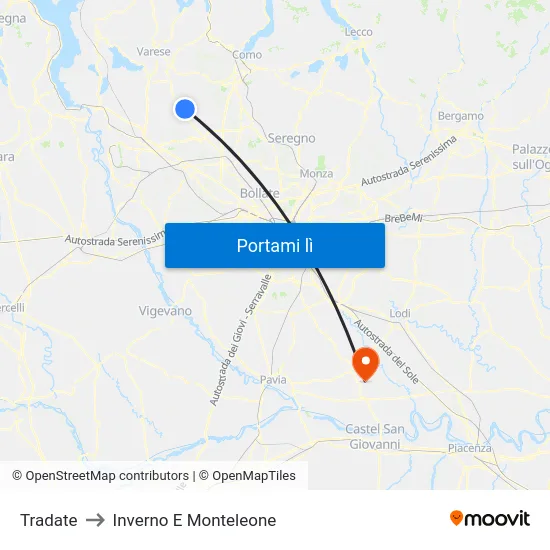 Tradate to Inverno E Monteleone map