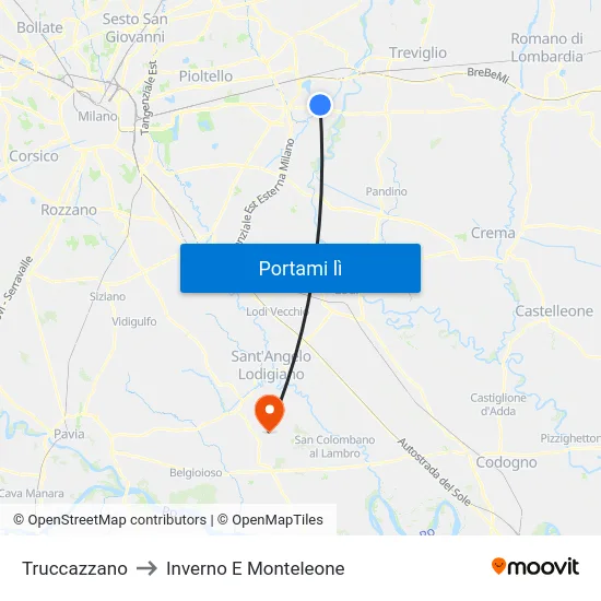 Truccazzano to Inverno E Monteleone map
