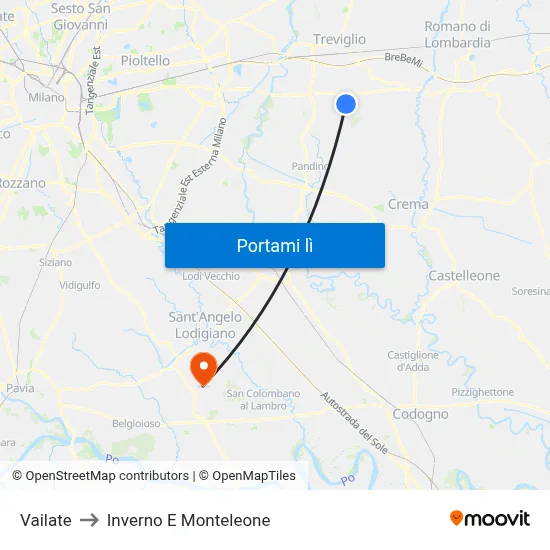 Vailate to Inverno E Monteleone map