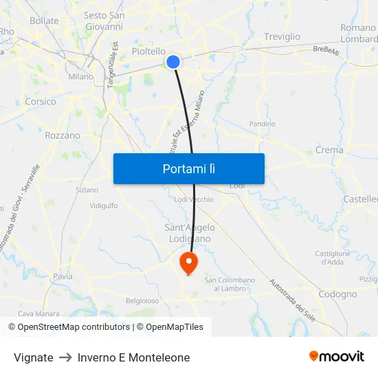 Vignate to Inverno E Monteleone map