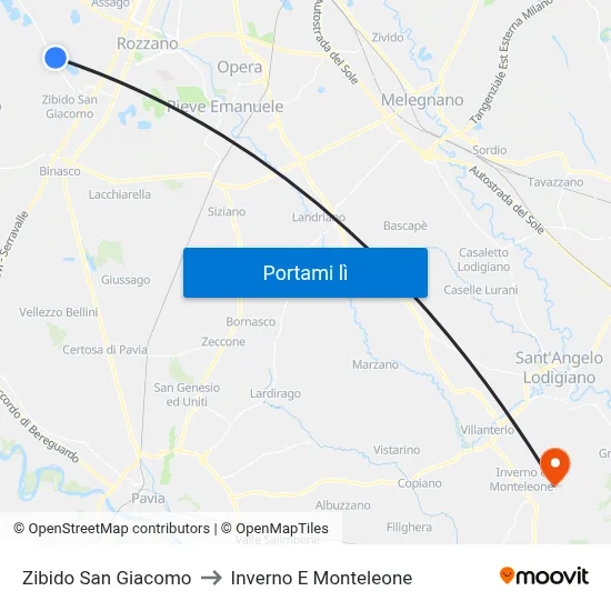 Zibido San Giacomo to Inverno E Monteleone map
