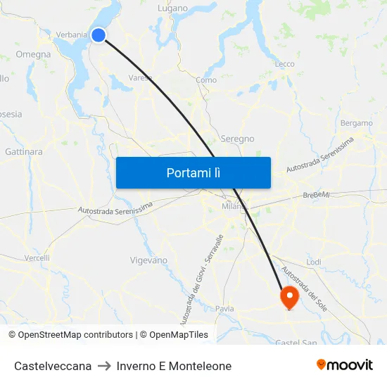 Castelveccana to Inverno E Monteleone map