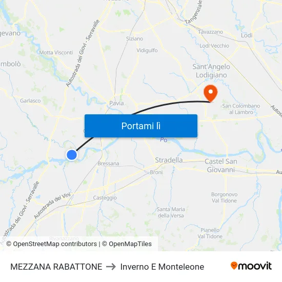 MEZZANA RABATTONE to Inverno E Monteleone map