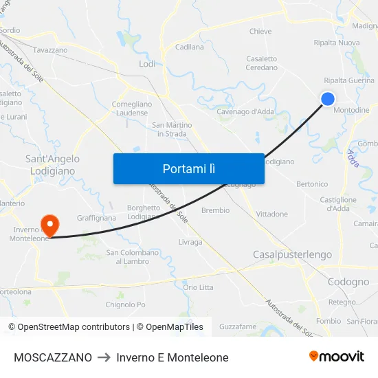 MOSCAZZANO to Inverno E Monteleone map
