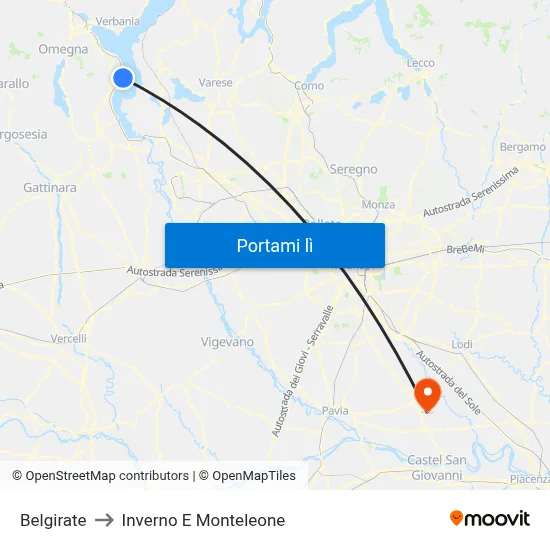 Belgirate to Inverno E Monteleone map