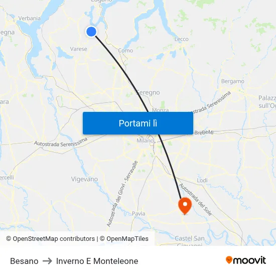 Besano to Inverno E Monteleone map