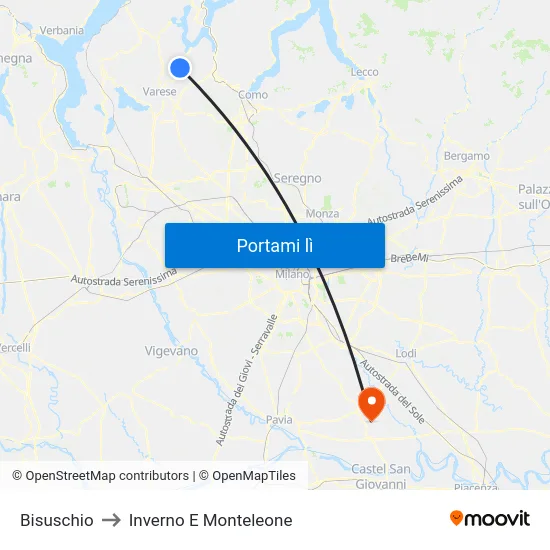 Bisuschio to Inverno E Monteleone map