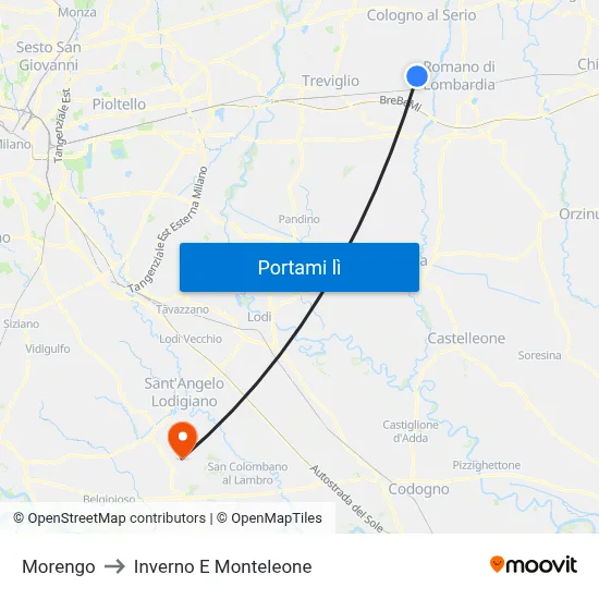 Morengo to Inverno E Monteleone map