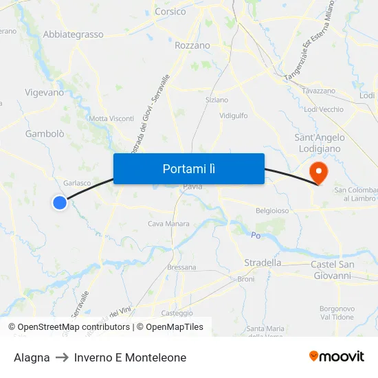 Alagna to Inverno E Monteleone map