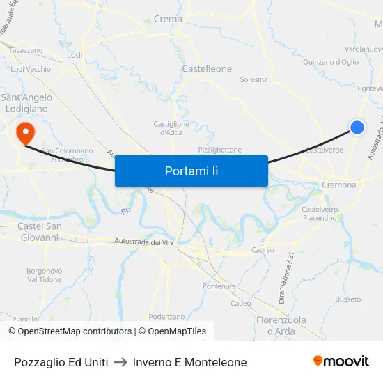 Pozzaglio Ed Uniti to Inverno E Monteleone map