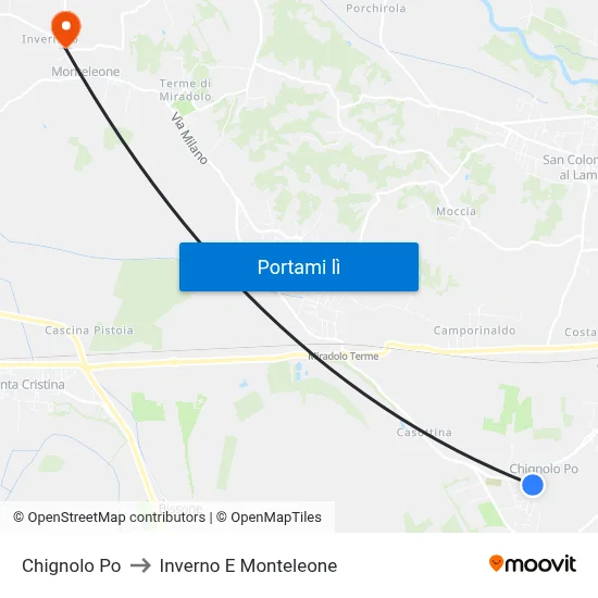 Chignolo Po to Inverno E Monteleone map