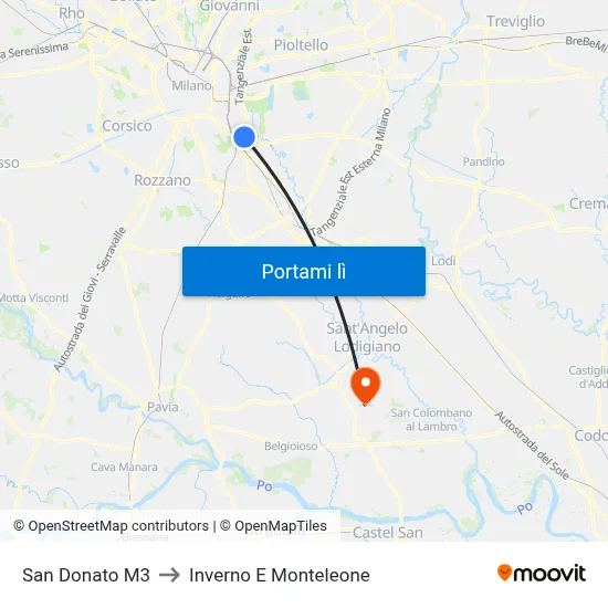 San Donato M3 to Inverno E Monteleone map