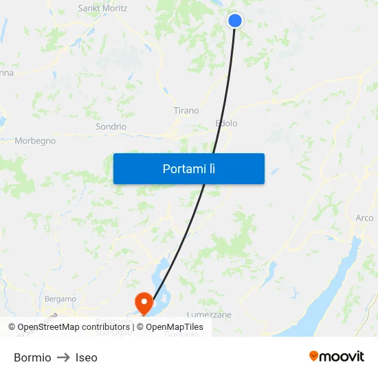 Bormio to Iseo map