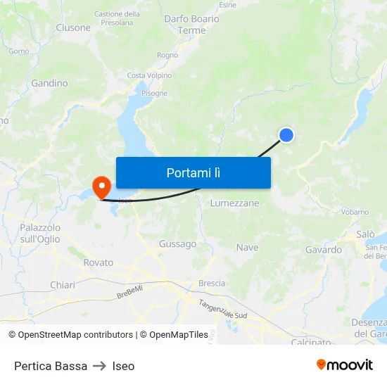 Pertica Bassa to Iseo map