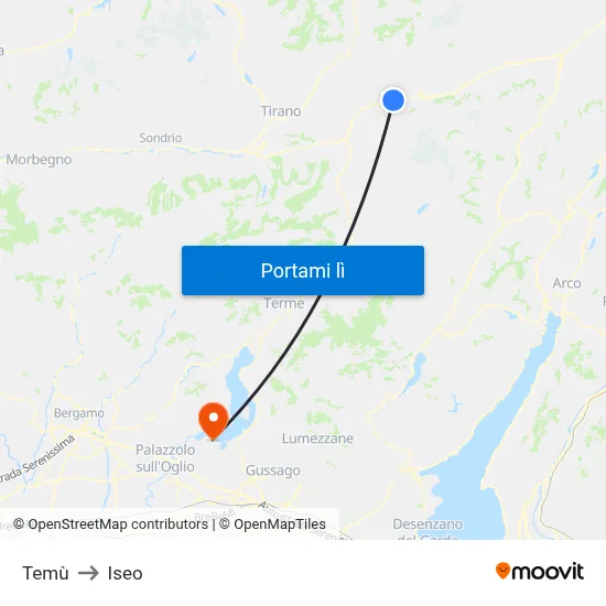 Temù to Iseo map